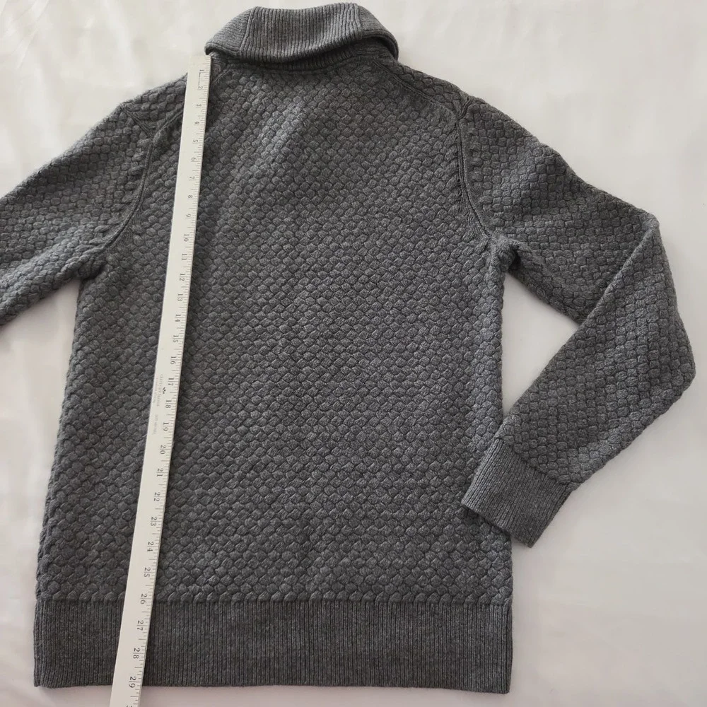 Banana Republic Gray Basket Weave Sweater 1 Button Shawl Collar Mens XL